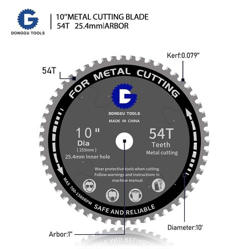 10 Inch 54T TCG Metal Steel Cutting Saw Blade, Cold Cut Circular Saw Blade for Ferrous Metal, 1 Inch Arbor, 0.09 Inch Thin Kerf, Cermet Blade with Up to 5X Longer Service Life in Kuwait