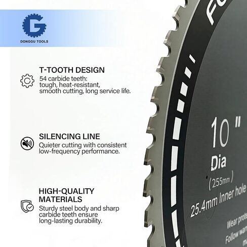 10 Inch 54T TCG Metal Steel Cutting Saw Blade, Cold Cut Circular Saw Blade for Ferrous Metal, 1 Inch Arbor, 0.09 Inch Thin Kerf, Cermet Blade with Up to 5X Longer Service Life in Kuwait