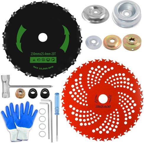 NOOTEASS 9" x 20T Carbon Steel Round Chainsaw Tooth Brush Cutter Blades & 9" x 36 Teeth Carbide Tipped Weed Blades Replacement for Wacker Weedeater Trimmer Head with Universal Adapter Kit 2 Pack in Saudi Arabia