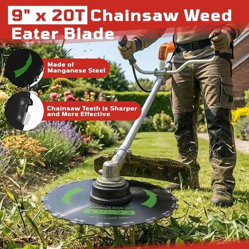NOOTEASS 9" x 20T Carbon Steel Round Chainsaw Tooth Brush Cutter Blades & 9" x 36 Teeth Carbide Tipped Weed Blades Replacement for Wacker Weedeater Trimmer Head with Universal Adapter Kit 2 Pack in Saudi Arabia