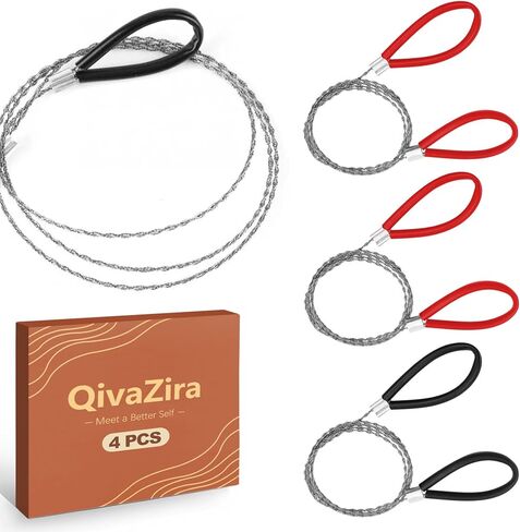 4 Pack Wire Saw 23.6 Inch Cable Hand Saws for Outdoor Survival Gear Camping Hiking Tools Portable Wood PVC Pipe Metal Cutting Equipment Backpacking Hunting Kit Red Black in Saudi Arabia