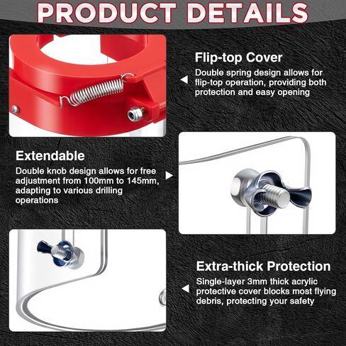 Drill Press Safety Guard with Adjustable Flip-up Shield, Clear Protective Cover Mount for Drill Press, Guard for Woodworking Metalworking(62mm) in Saudi Arabia
