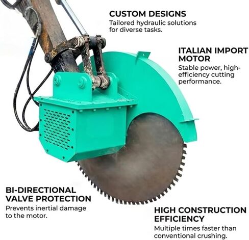 Safety Upgrade Hydraulic Rock Saw with High Elastic Blade, Low Splash Hydraulic Rock Saw Excavator Attachment for Controlled Structure Demolition and Stone Precision Cutting in Saudi Arabia