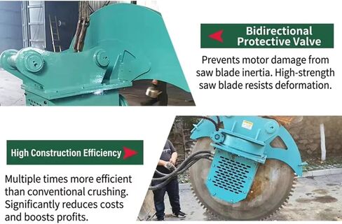 Safety Upgrade Hydraulic Rock Saw with High Elastic Blade, Low Splash Hydraulic Rock Saw Excavator Attachment for Controlled Structure Demolition and Stone Precision Cutting in Saudi Arabia