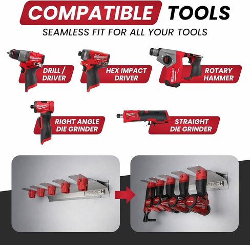6 Pack Tool Holder for Milwaukee M12/12v Cordless Tools - Snap Fit Tool Organizer for Milwaukee Drill Holder & Wall Mount for Milwaukee Tool Holder with 12 Screws - Easy to Install, Screw in & Lock in Saudi Arabia