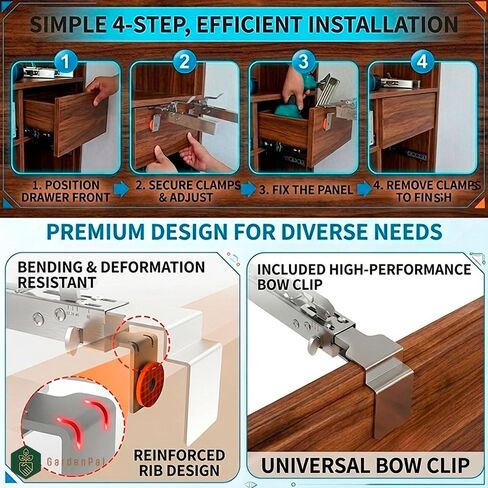 GardenPal 2 Pack Drawer Front Installation Clamps, Assemble Drawers/Cabinets Quicker, Adjustable Fixing Clips, Labor-Saving Tool to Assemble Cabinet Drawer Fronts, Adjustable Width 21 mm - 50mm in Saudi Arabia