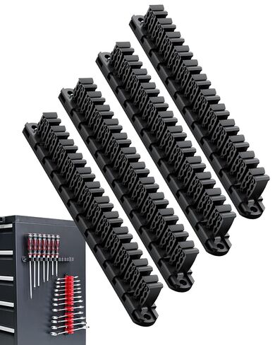 DEHOYI Magnetic Screwdriver and Wrench Organizer for Workshop, Garage | Heavy-Duty Tool Organizer for 48 pcs tools & Space-saving tool holder | Gift for father and boyfriend (4pcs, Black) in Kuwait