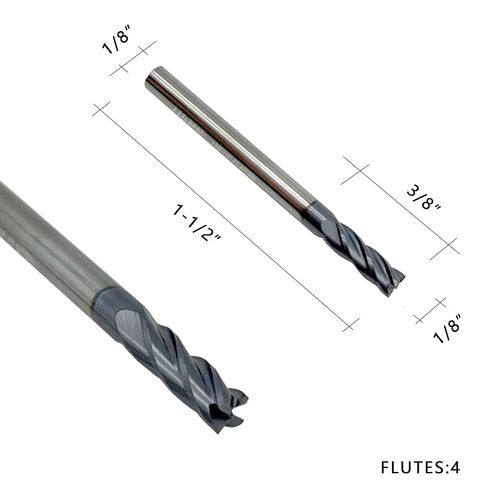 LU&MN End Mills, Carbide Square Mill Bits Sets for Milling Alloy Steels, Hardened Steel, Metal & More, Ideal for DIYers and Professionals, 4T, 4 Flute (5, 1/8 in) in Kuwait