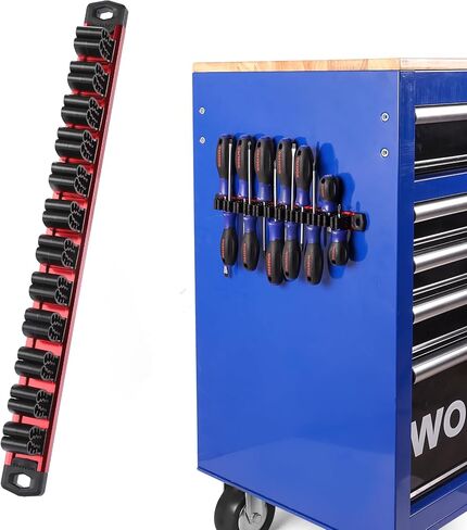 WORKPRO Magnetic Screwdriver Organizer and Wrench Organizer, Aluminum Rail Magnetic Tool Organizers, Tool Holder, Tool Box Organizers, 12-Slot Screwdriver and Wrench Holder (Tools not Included) in Saudi Arabia