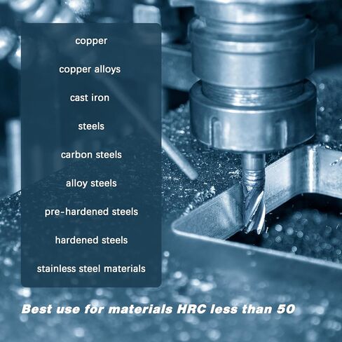 LU&MN End Mills, Carbide Square Mill Bits Sets for Milling Alloy Steels, Hardened Steel, Metal & More, Ideal for DIYers and Professionals, 4T, 4 Flute (5, 1/8 in) in Kuwait