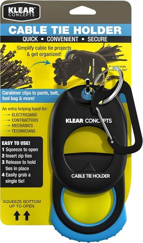 Zip Tie Holder with Heavy Duty Carabiner Clip, Spring Loaded Cable Tie Holders for Tool Belt, For Mechanics, DIYers & Electricians, Fathers Day Presents for Dad in Kuwait