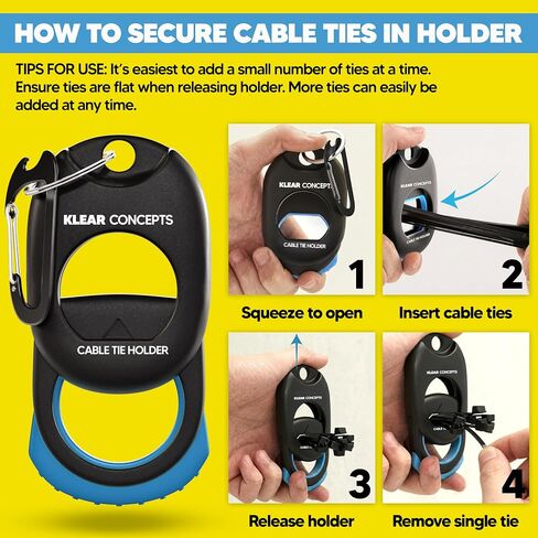 Zip Tie Holder with Heavy Duty Carabiner Clip, Spring Loaded Cable Tie Holders for Tool Belt, For Mechanics, DIYers & Electricians, Fathers Day Presents for Dad in Kuwait
