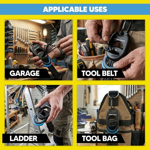 Zip Tie Holder with Heavy Duty Carabiner Clip, Spring Loaded Cable Tie Holders for Tool Belt, For Mechanics, DIYers & Electricians, Fathers Day Presents for Dad in Kuwait