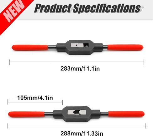 1/4 "-3/4" مقبض مفتاح الصنبور قابل للتعديل M5-M20 حامل الصنبور الخيطي أداة التنصت اليدوية لإصلاح الميكانيكي بمقبض بلاستيكي مغموس in Kuwait