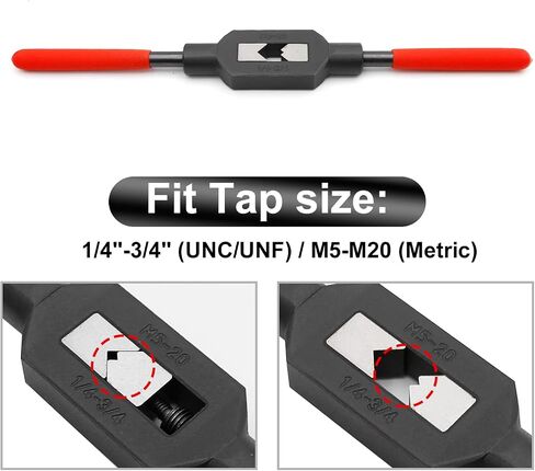 1/4 "-3/4" مقبض مفتاح الصنبور قابل للتعديل M5-M20 حامل الصنبور الخيطي أداة التنصت اليدوية لإصلاح الميكانيكي بمقبض بلاستيكي مغموس in Kuwait