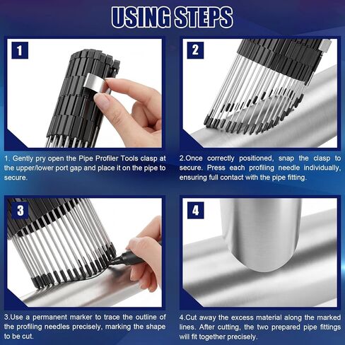 Yookeer Multi Surface Pipe Profiling Tool, 0-3" Pipe Cutting Template Multi Functional Shape Duplicator, Lightweight and Wear-Resistant Curve Fitting Tool for Tiles Floors DIY Pro Plumbing in Kuwait