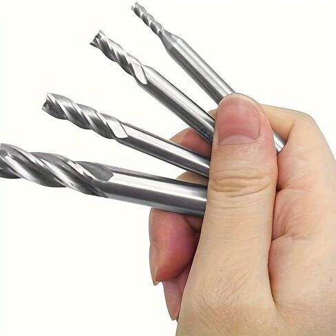 High-Speed Steel End Mill Set, 2-12mm - 4 Flute Spiral Cutter Bits for CNC Lathe & Machining, Straight Shank, for Machinists & DIY Enthusiasts - Ideal for Metalworking & Precision Cutting in Kuwait