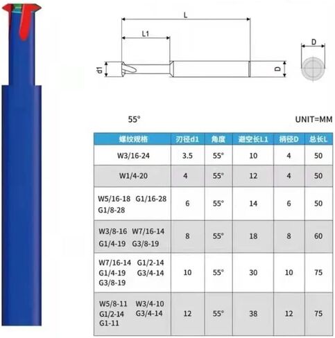 Single Tooth Spiral Milling Cutter 55 Degrees Tungsten Carbide Thread End Mill 1/4 1/2 3/8 3/4 Inch CNC Router Bits(D10 30 D10 L75) in Kuwait