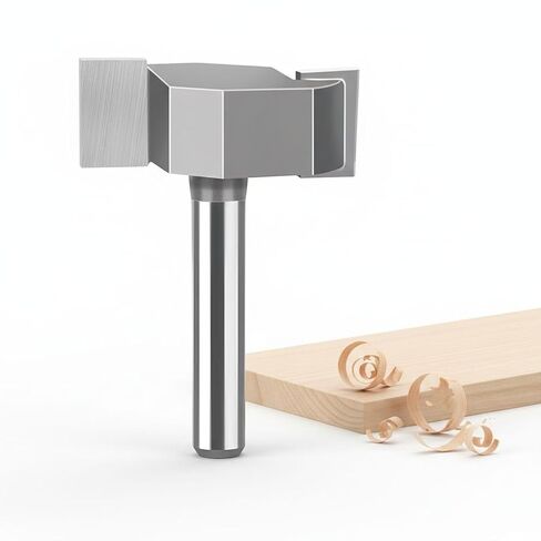 CNC Spoilboard Surfacing Router Bit, 3-Wing T-Shaped Woodworking Slotting Cutter, 1/2 in Shank Alloy Milling Tool, 2.4 in Diameter Tungsten Steel Planing Bit for Slab Flattening in Kuwait