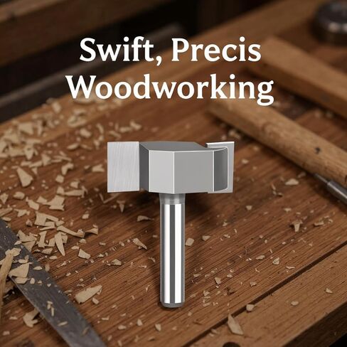CNC Spoilboard Surfacing Router Bit, 3-Wing T-Shaped Woodworking Slotting Cutter, 1/2 in Shank Alloy Milling Tool, 2.4 in Diameter Tungsten Steel Planing Bit for Slab Flattening in Kuwait