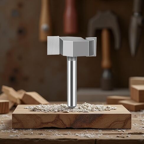 CNC Spoilboard Surfacing Router Bit, 3-Wing T-Shaped Woodworking Slotting Cutter, 1/2 in Shank Alloy Milling Tool, 2.4 in Diameter Tungsten Steel Planing Bit for Slab Flattening in Kuwait