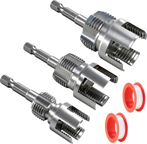 3PCS Pipe Tapping and Threading Tool, 1/2" 3/4" 1" Threading Kit | PVC Plastic Pipe Dual-Function Internal/External Threading Kit, Drill-Driven | Designed for Plumbing Projects and Home Repair in Saudi Arabia