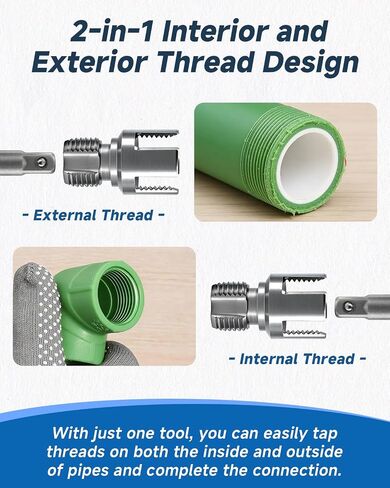 3PCS Pipe Tapping and Threading Tool, 1/2" 3/4" 1" Threading Kit | PVC Plastic Pipe Dual-Function Internal/External Threading Kit, Drill-Driven | Designed for Plumbing Projects and Home Repair in Saudi Arabia