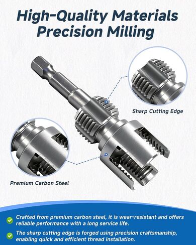3PCS Pipe Tapping and Threading Tool, 1/2" 3/4" 1" Threading Kit | PVC Plastic Pipe Dual-Function Internal/External Threading Kit, Drill-Driven | Designed for Plumbing Projects and Home Repair in Saudi Arabia