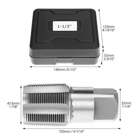 QWORK 1-1/2 "-11-1/2" NPT الأنابيب الحنفية، الكربون الصلب خيوط السباكة الحنفية لميكانيكا السباكين DIY أدوات قطع الموضوع in Kuwait