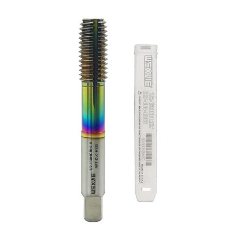 أدوات تشكيل الخيوط الصنابير 1/4-20UNC RH7 طلاء DLC للتنصت على المعادن الفولاذية، لا تحتوي على رقائق، عمر أطول للتنصت، كوبالت فولاذي عالي السرعة (HSSCo)، ساق مستديرة بنهاية مربعة، تحمل RH7 (قطعة واحدة) in Kuwait