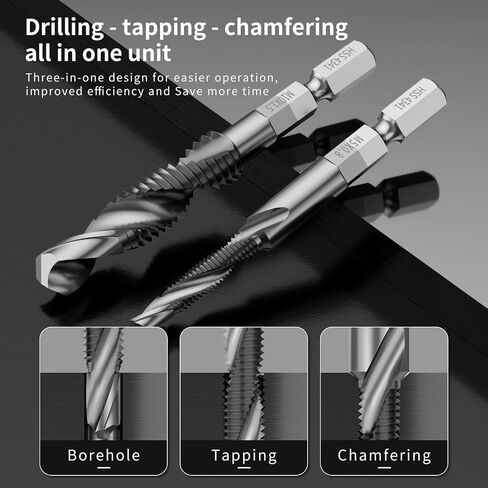 Hex Shank Titanium Plated HSS Screw Thread Metric Tap Drill Bits Screw Machine Compound Tap M3 M4 M5 M6 M8 M10 Hand Tools in Kuwait