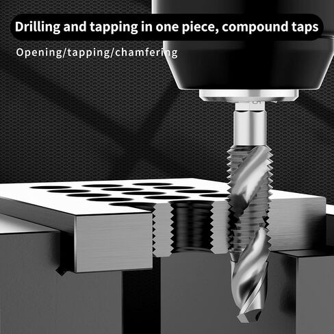 Hex Shank Titanium Plated HSS Screw Thread Metric Tap Drill Bits Screw Machine Compound Tap M3 M4 M5 M6 M8 M10 Hand Tools in Kuwait