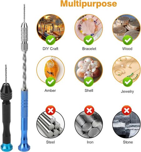 28 PCS Miniature Pin Vise Hand Drill Set, Micro Mini Twist Drill Bits with Semi-Automatic Spiral Rotary Tool Push Drills, Rotary Tool Chuck Collet, Manual Hand Drills for Jewelry Making in Kuwait