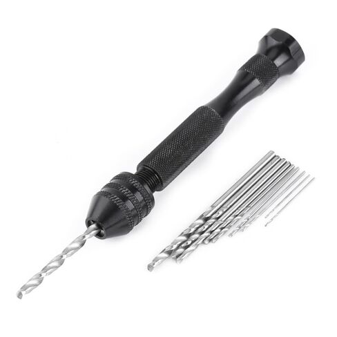Hand Drill Bits Set,10 HSS Micro Drill Bits Mini Hand Drill Pin Vise, 0.3-3.6mm Chuck Rotary Tool for Jewelry Making Woodworking Resin Stones Craft in Kuwait