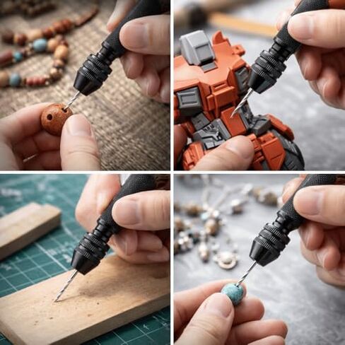 Hand Drill Bits Set,10 HSS Micro Drill Bits Mini Hand Drill Pin Vise, 0.3-3.6mm Chuck Rotary Tool for Jewelry Making Woodworking Resin Stones Craft in Kuwait