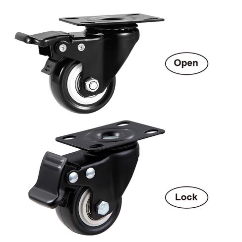 2" Caster Wheels Set of 4, Heavy Duty Casters with Brake, No Noise Locking Polyurethane (PU) Wheels, Swivel Plate Castors Pack 4 in Kuwait