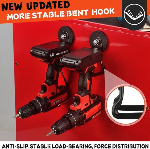 ULIBERMAGNET Upgraded Large Magnetic Hooks,Strong Heavy Duty Magnet Hooks for Power Drill,Broom,Garden Tools, Pegboard, Garage, Workshop, Hardware, 6 Pack Magnet Storage Holder for Hanging(Black) in Kuwait