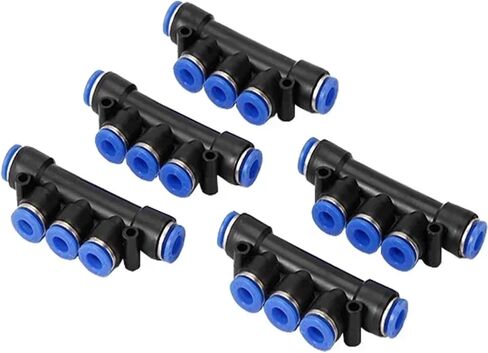 50/100/500/PCS Nylon Plastic 5 Way Pneumatic Manifold PK Series Push In Quick Connect Air Distributor Block for Hose OD 4-12mm(PK-6,500 Pcs) in Saudi Arabia