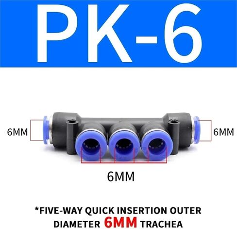 50/100/500/PCS Nylon Plastic 5 Way Pneumatic Manifold PK Series Push In Quick Connect Air Distributor Block for Hose OD 4-12mm(PK-6,500 Pcs) in Saudi Arabia