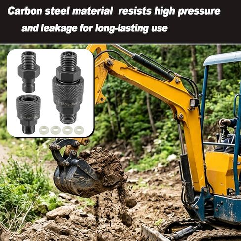 M16-M14 Hydraulic Quick Connect Fittings Compatible with AGT and Chinese Mini Excavators 2 Male and Female Hydraulic Hose Fittings, Hydraulic Hose Connect Adapter, Carbon Steel Anti-Rust in Kuwait