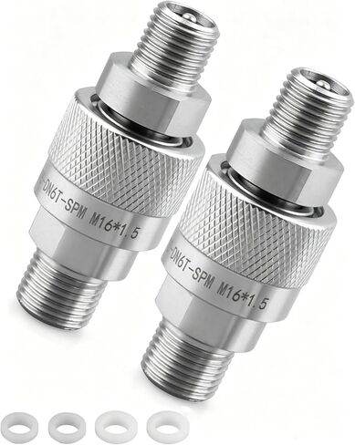2 PCS M16 to M14 Hydraulic Quick Connect Fittings Fit for AGT for Chinese Mini Excavators with Build-in Plunger 2 Male & Female Hose Adapters with 4 Gaskets in Kuwait