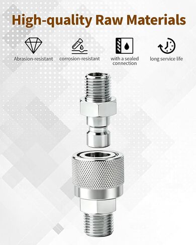 2 PCS M16 to M14 Hydraulic Quick Connect Fittings Fit for AGT for Chinese Mini Excavators with Build-in Plunger 2 Male & Female Hose Adapters with 4 Gaskets in Kuwait