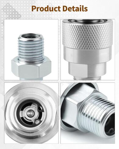 2 PCS M16 to M14 Hydraulic Quick Connect Fittings Fit for AGT for Chinese Mini Excavators with Build-in Plunger 2 Male & Female Hose Adapters with 4 Gaskets in Kuwait