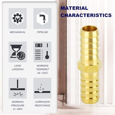 ChillWaves Brass Hose Barb Fittings, Splicer Mender Union 7/8" Barb x 7/8" Barb with Hose Clamp Hose Repair Kit For Water/Fuel/Air(3-PACK) in Kuwait