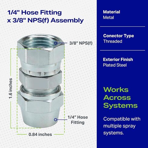 Bedford Precision 12-306 Hose Barb Fitting 1/4" to 3/8" NPS Female Thread, Air Paint Spray Gun Connector, Fluid Transfer Adapter, Industrial Hose Coupling for Spray Equipment, Assembled in USA in Kuwait