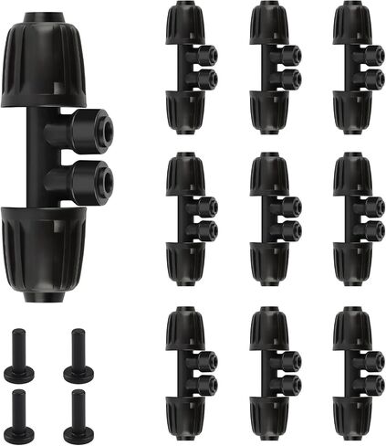Kalolary 8PCS 1/2'' to 1/4'' Barbed Tee Quick Connector, Push-to-Fit Drip Irrigation Fittings Anti-Leak Locked Splitter Fitting for Irrigation Tubing with 6-Way Connector& 6 Plugs in Saudi Arabia