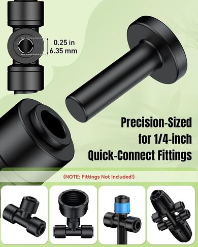 Pawfly 15 Pcs 1/4" End Plugs for Quick Connect 1/4" Drip Irrigation Tee Connectors, Push-to-Fit Connector End Cap Fittings, Leak-Proof End Closure Parts Stoppers, 1/4 Inch Drip Irrigation Parts in Saudi Arabia