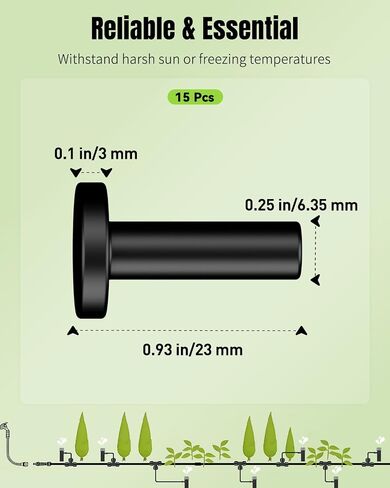 Pawfly 15 Pcs 1/4" End Plugs for Quick Connect 1/4" Drip Irrigation Tee Connectors, Push-to-Fit Connector End Cap Fittings, Leak-Proof End Closure Parts Stoppers, 1/4 Inch Drip Irrigation Parts in Saudi Arabia