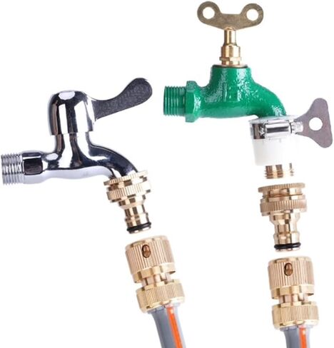 Solid Brass Garden Hose Adapter, Universal Faucet to Hose Connector, 3/4 Inch GHT Quick Connect Fitting for Indoor Outdoor (Gold) in Kuwait