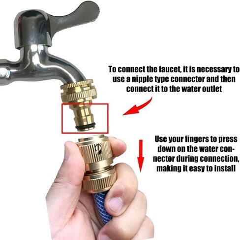 Solid Brass Garden Hose Adapter, Universal Faucet to Hose Connector, 3/4 Inch GHT Quick Connect Fitting for Indoor Outdoor (Gold) in Kuwait